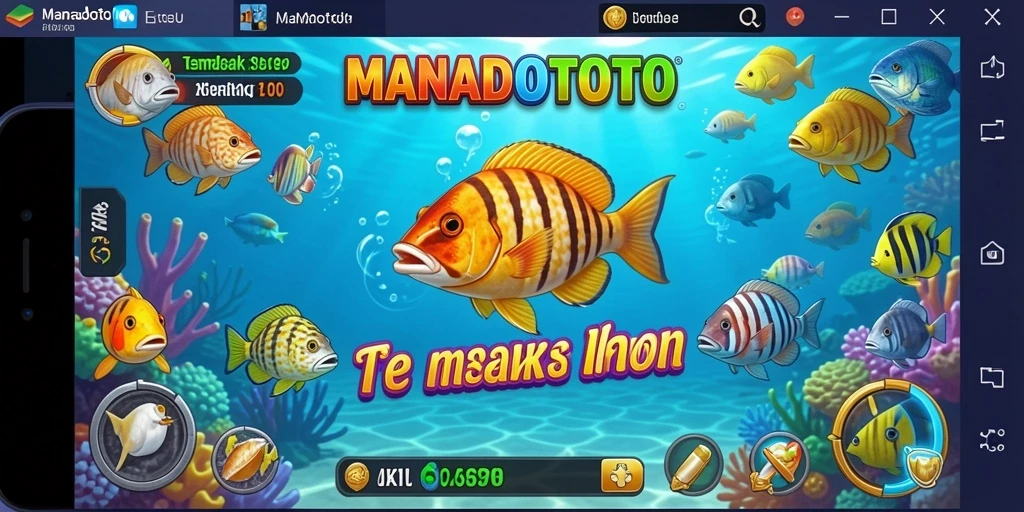 Menampilkan tampilan seru game Tembak Ikan di MANADOTOTO.