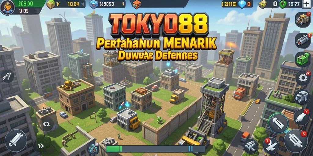 Tampilan gameplay menara pertahanan yang mendebarkan di TOKYO88.